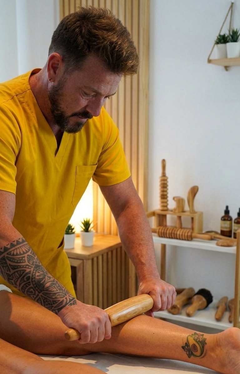 Maderoterapia en ibiza Realizando un tratamiento personalizado de maderoterapia